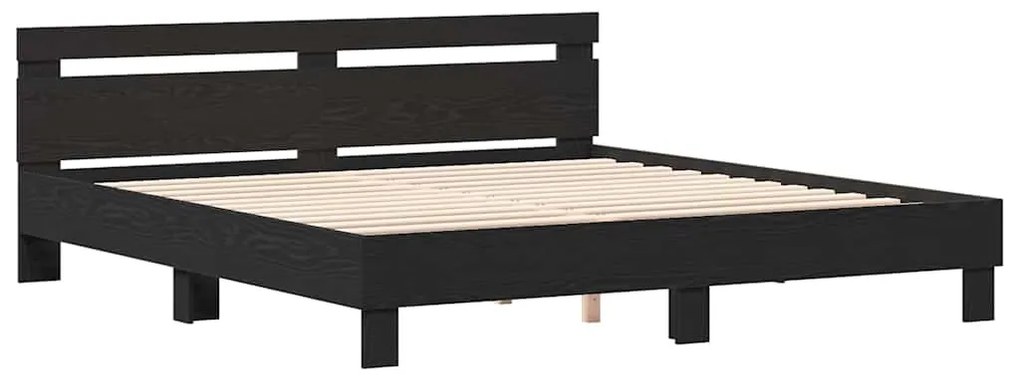 Estrutura da Cama com cabeceira Carvalho Preto 180 x 200 cm