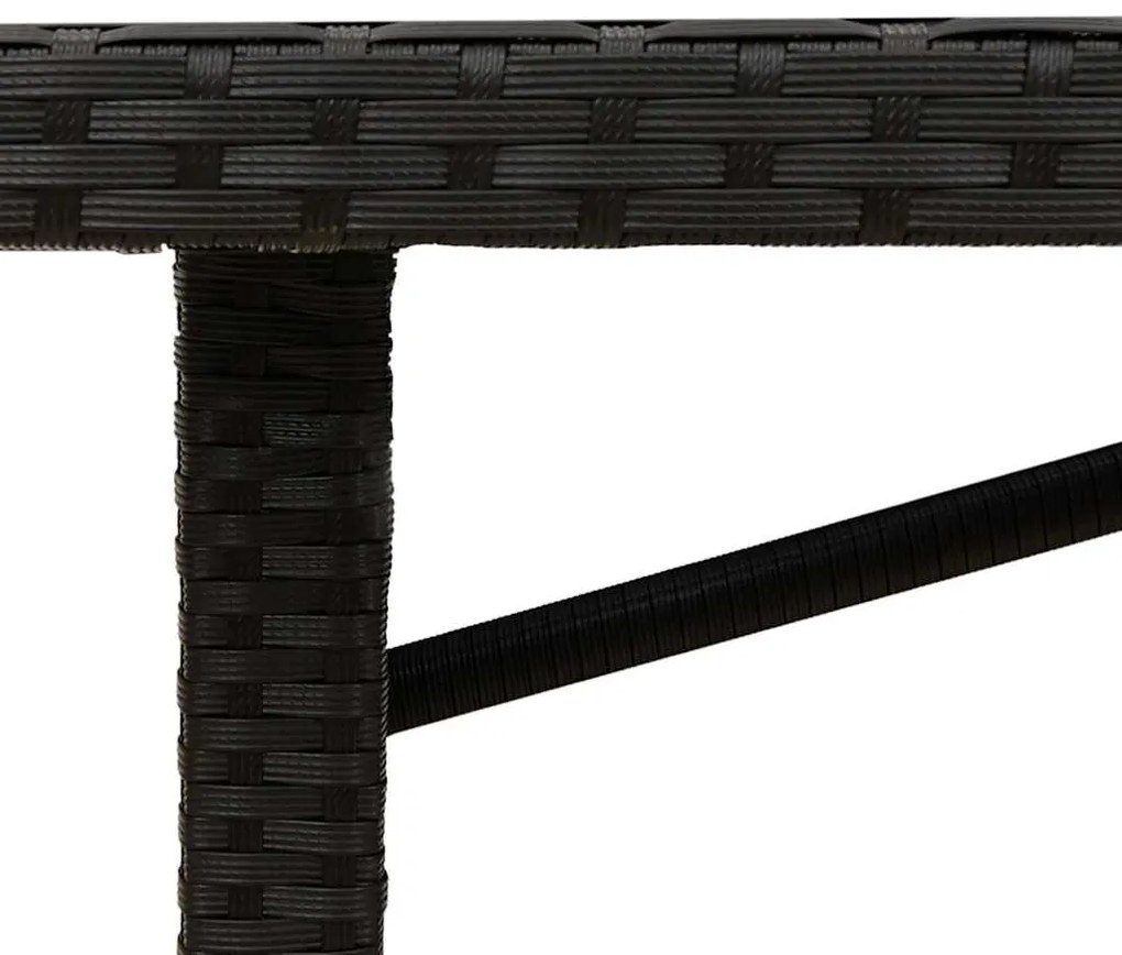 Mesa de jardim com tampo de vidro 190x80x74 cm vime PE preto