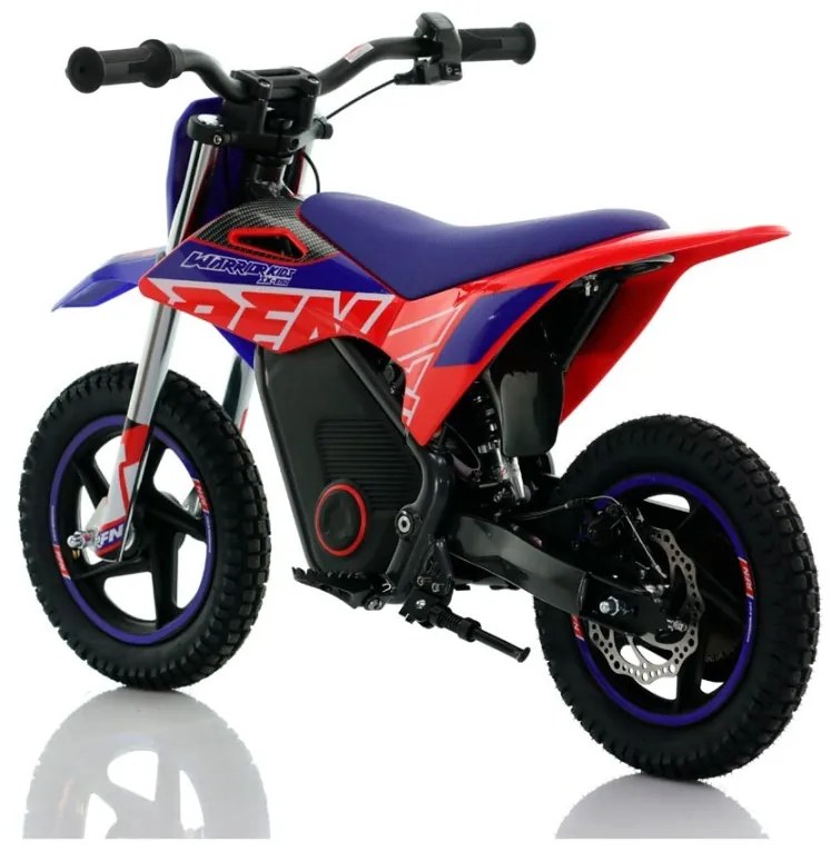 Mini moto eléctrica velocidade até 13 Km/h C/Limitador  RFN Warrior SX-E150 150W 12” Azul/Vermelho