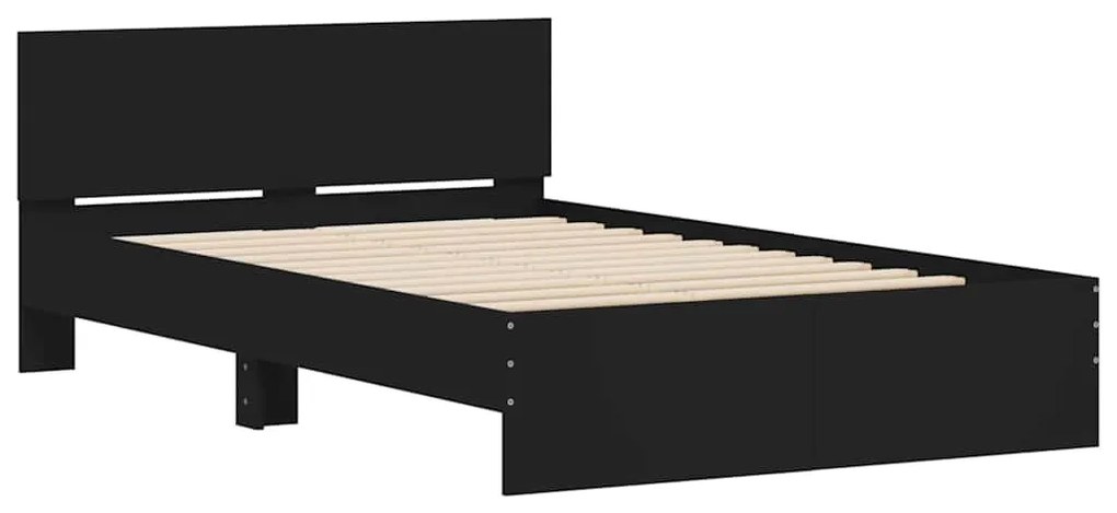 Estrutura de cama com cabeceira e luzes LED 120x190 cm preto