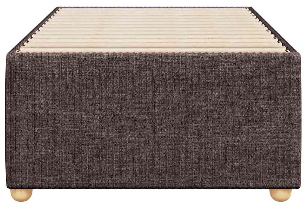Estrutura de cama sem colchão 100x200 cm tecido castanho-escuro