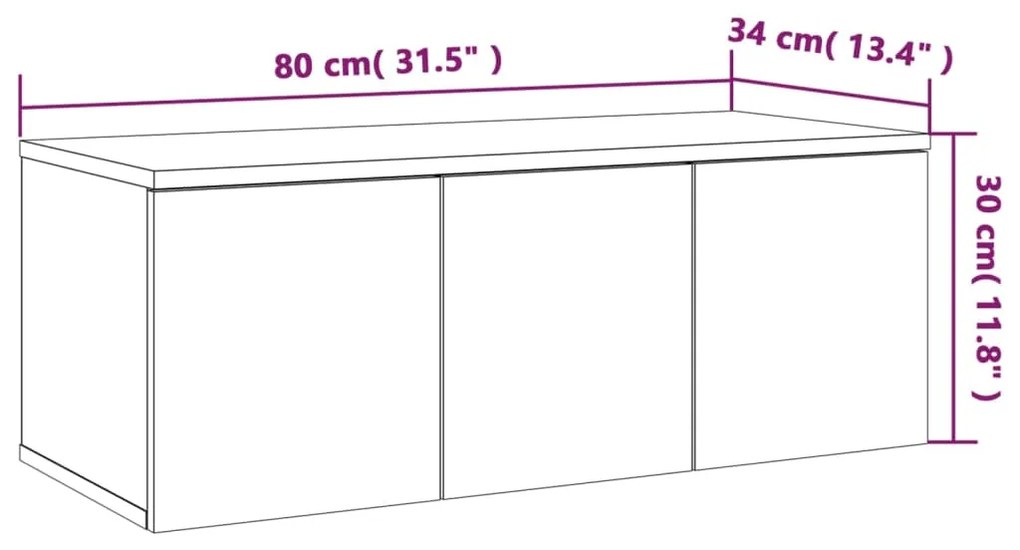 Móvel de TV 80x34x30 cm derivados de madeira cinzento sonoma