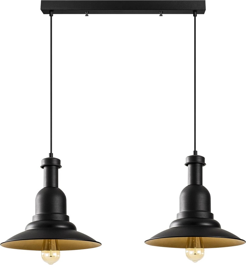 Candeeiro de Teto Saglam – Preto e Dourado – 65 x 33 cm