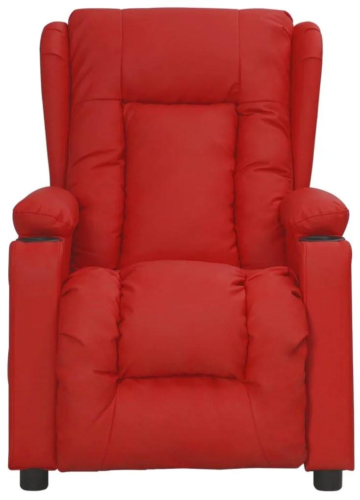 Poltrona elevatória couro artificial vermelho tinto