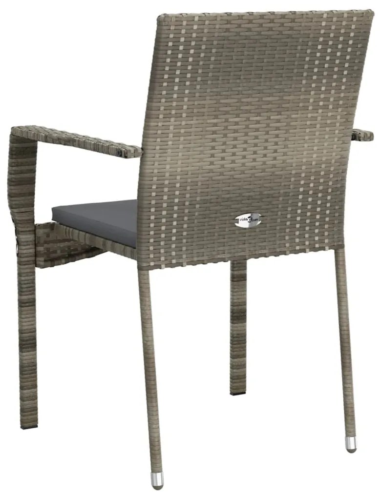 Cadeiras de jardim c/ almofadões 4 pcs vime PE cinzento