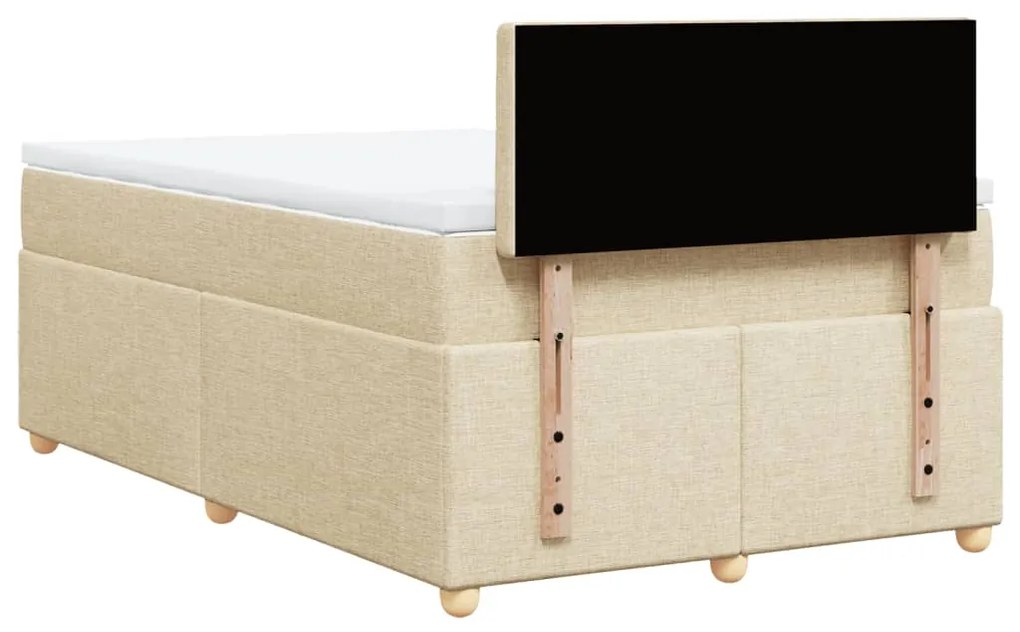 Cama boxspring com colchão 120x190 cm tecido cor creme