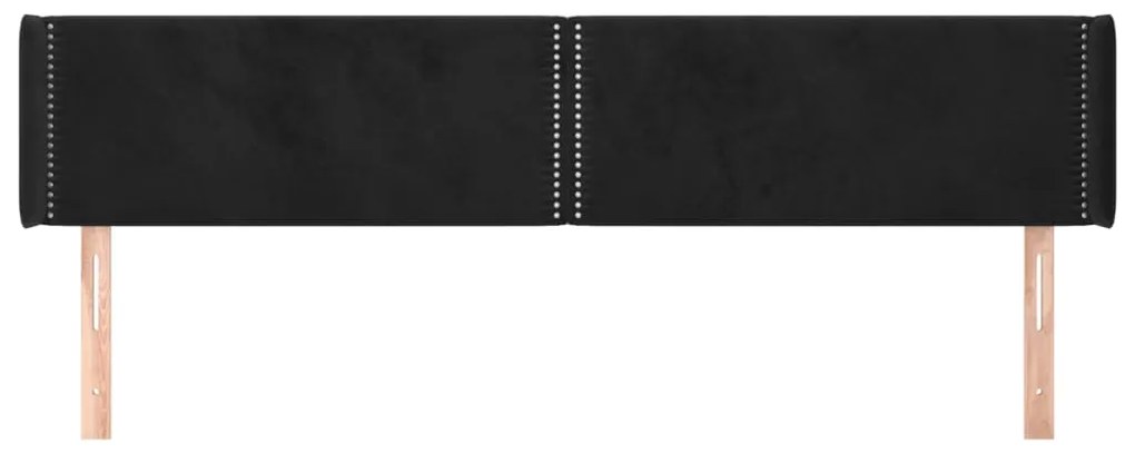 Cabeceira de cama c/ abas veludo 183x16x78/88 cm preto