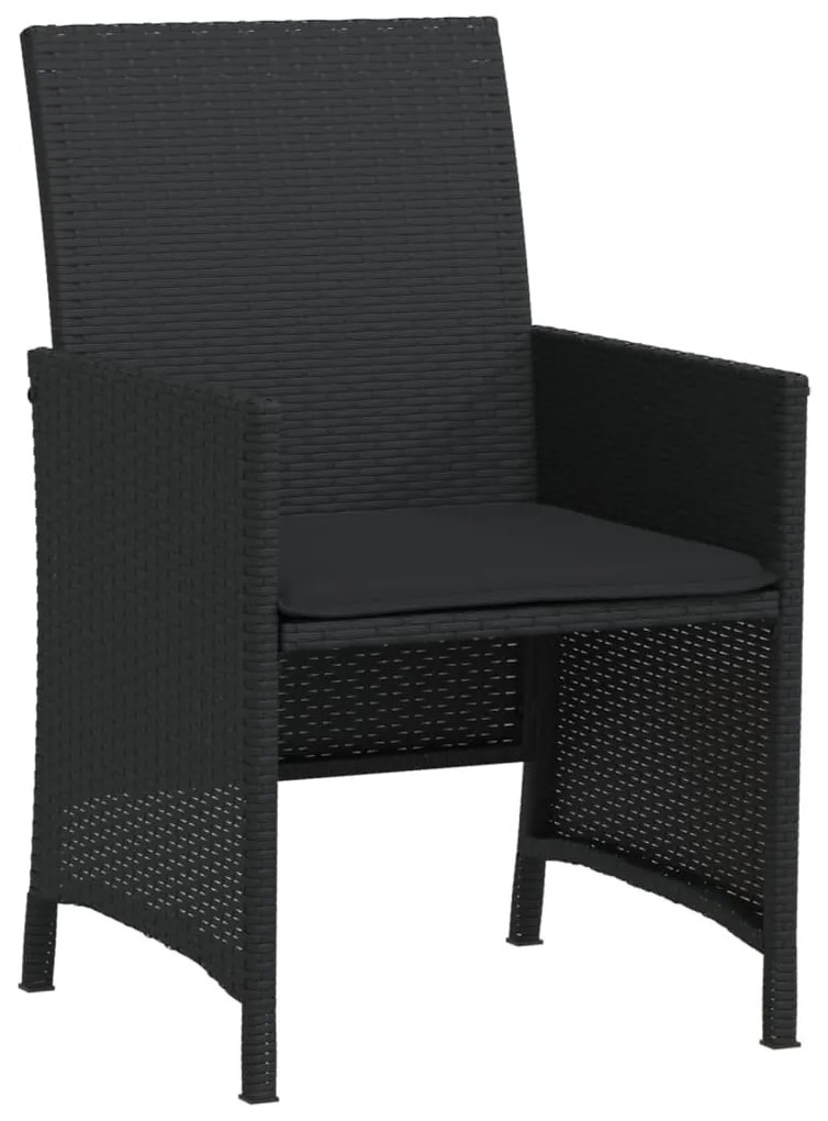 3 pcs conjunto de bistrô com almofadões vime PE preto