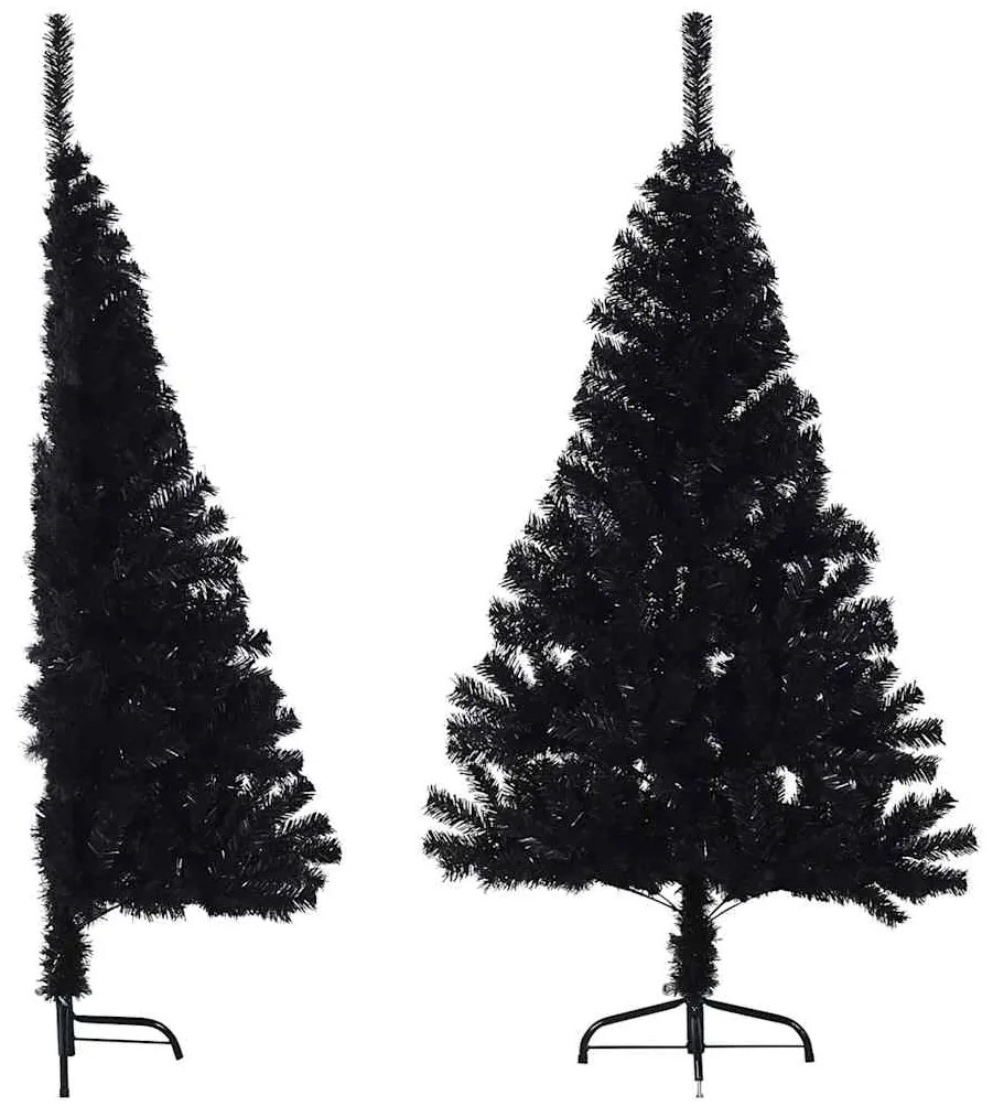 vidaXL Meia árvore de Natal artificial com suporte 150 cm PVC preto