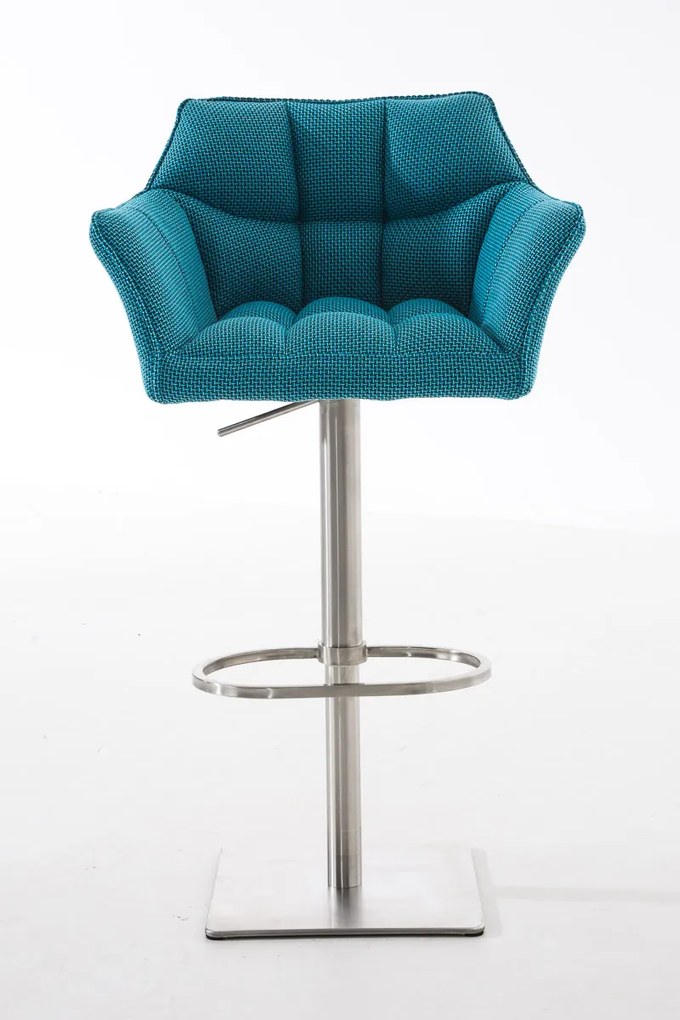 Banco de bar Damaso em tecido 64 x 88-113 x 45 cm Azul turquesa