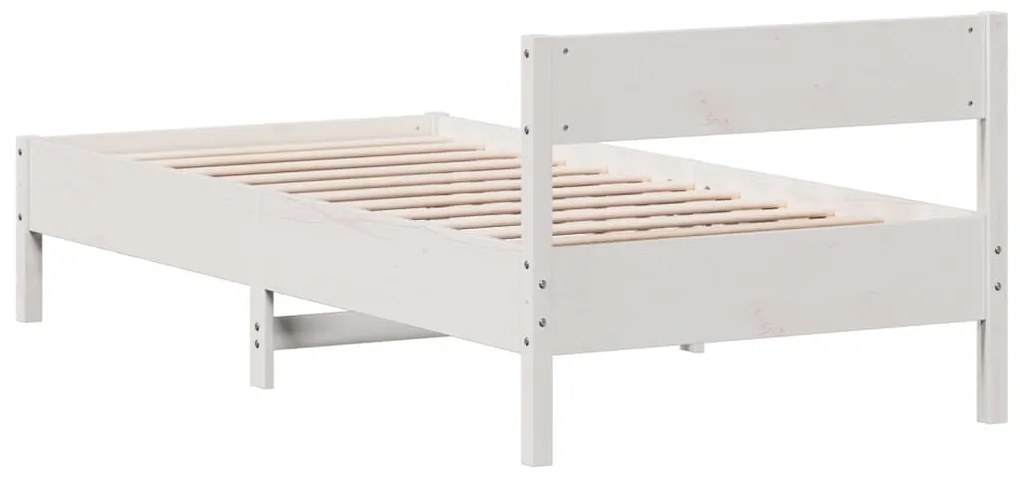Cama sem colchão 100x200 cm madeira de pinho maciça branco