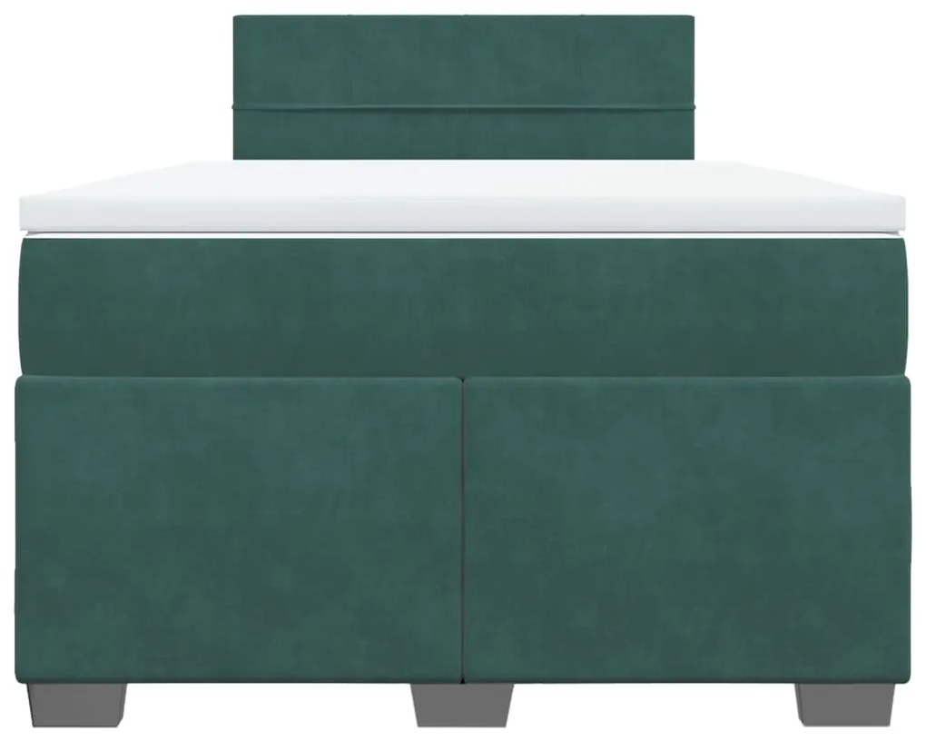 Cama boxspring com colchão 120x190 cm veludo verde-escuro