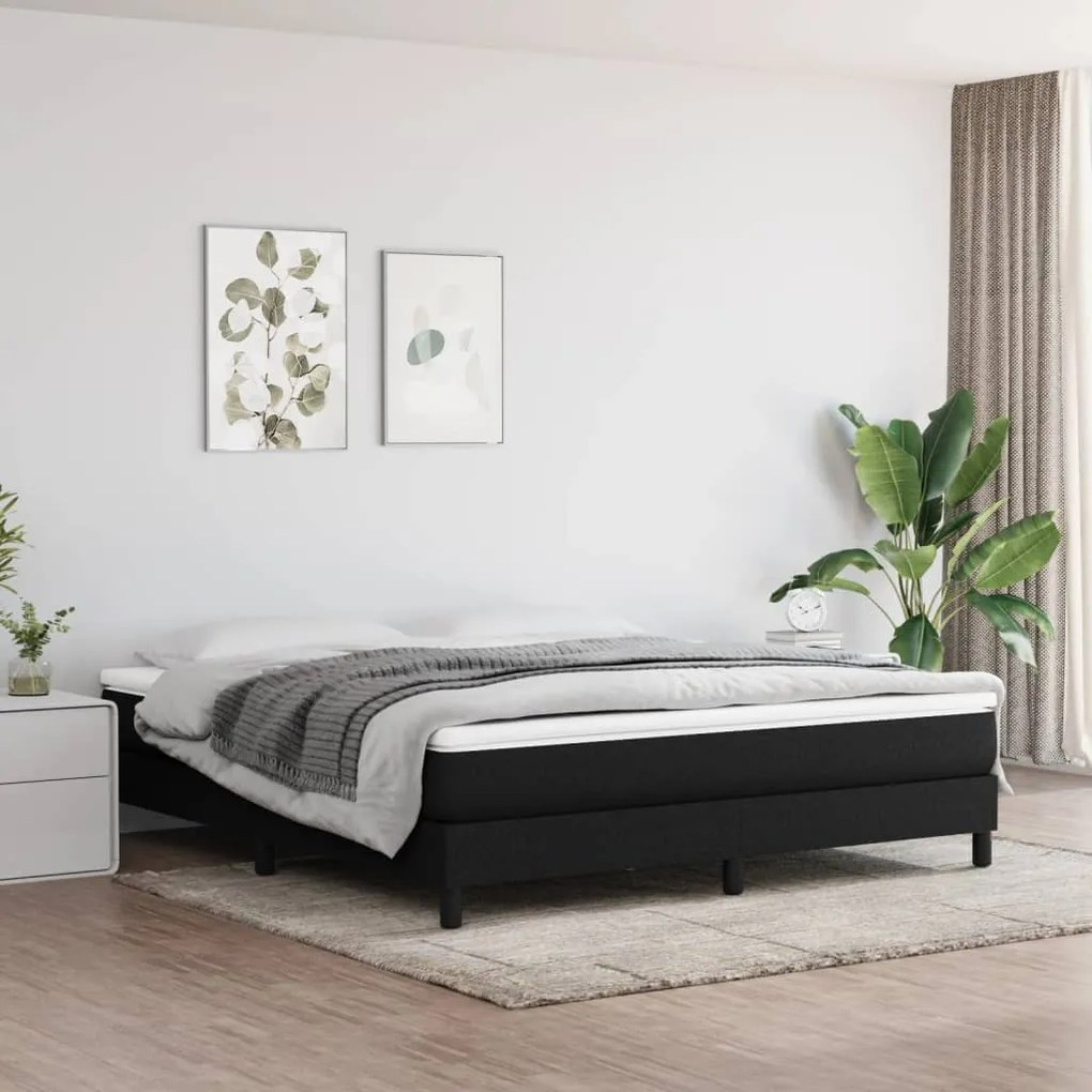 Estrutura de cama sem colchão 160x200 cm tecido preto