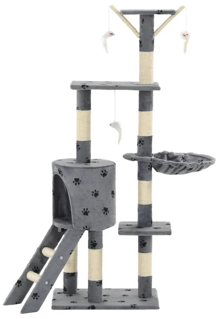 Árvore para gatos c/postes arranhadores sisal 138 cm cinzento