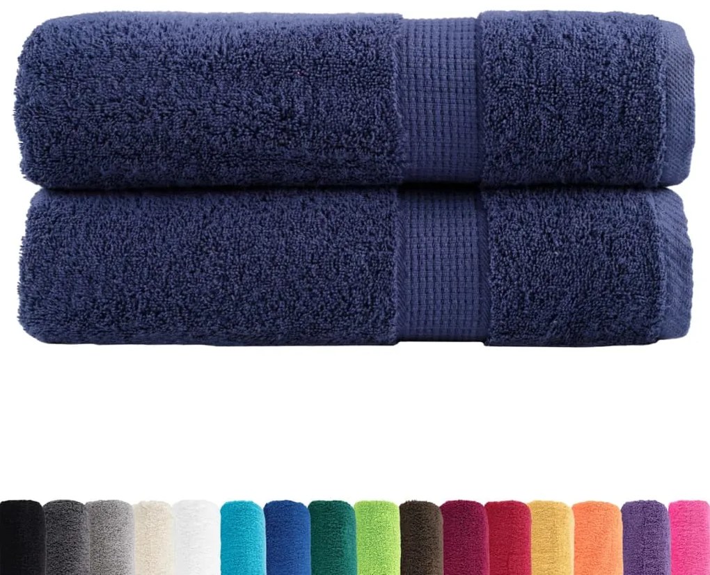 Toalhas banho premium SOLUND 2pcs 70x140cm 600gsm azul-marinho