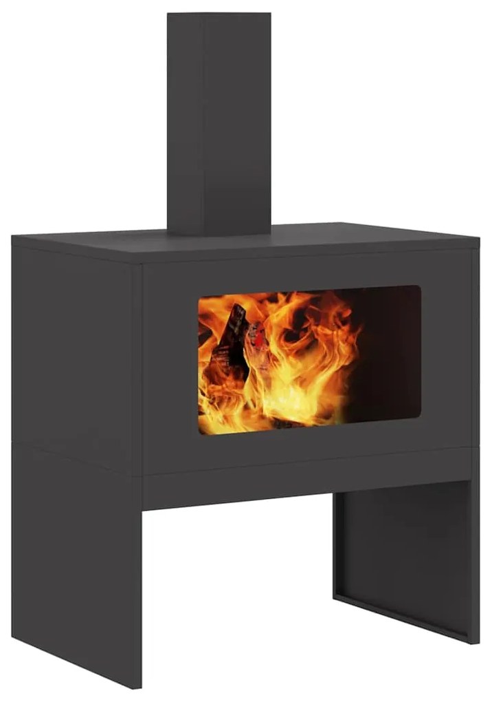Fogueira vidaXL com Chaminé Preta 60x40x96 cm Aço