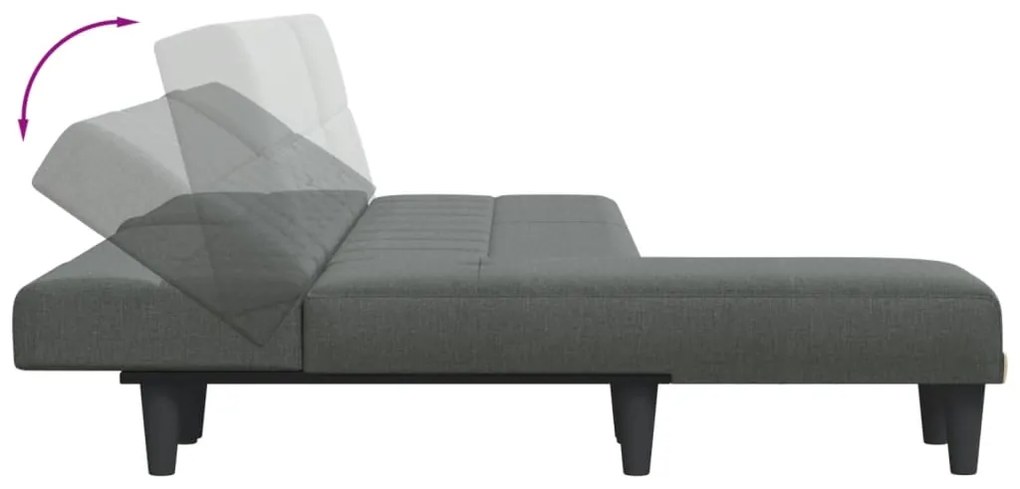 Sofá-cama em forma de L 255x140x70 cm tecido cinzento-escuro
