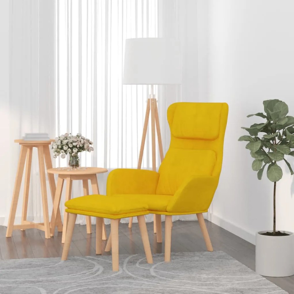 vidaXL Cadeira de descanso com banco veludo amarelo mostarda