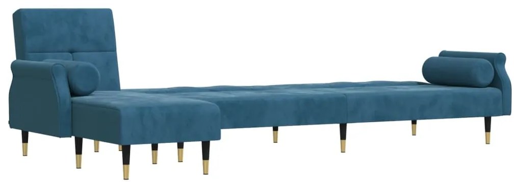 Sofá-cama em forma de L 271x140x70 cm veludo azul