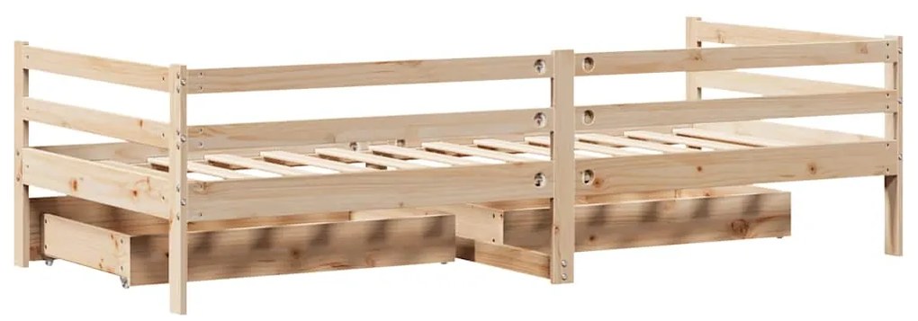 Sofá-cama com gavetas 80x200 cm madeira de pinho maciça