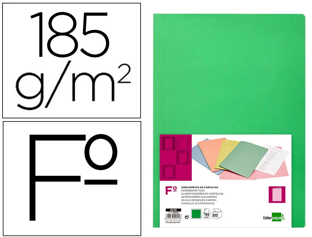 Classificador em Cartolina de 180 Grs, Folio, Verde Intenso