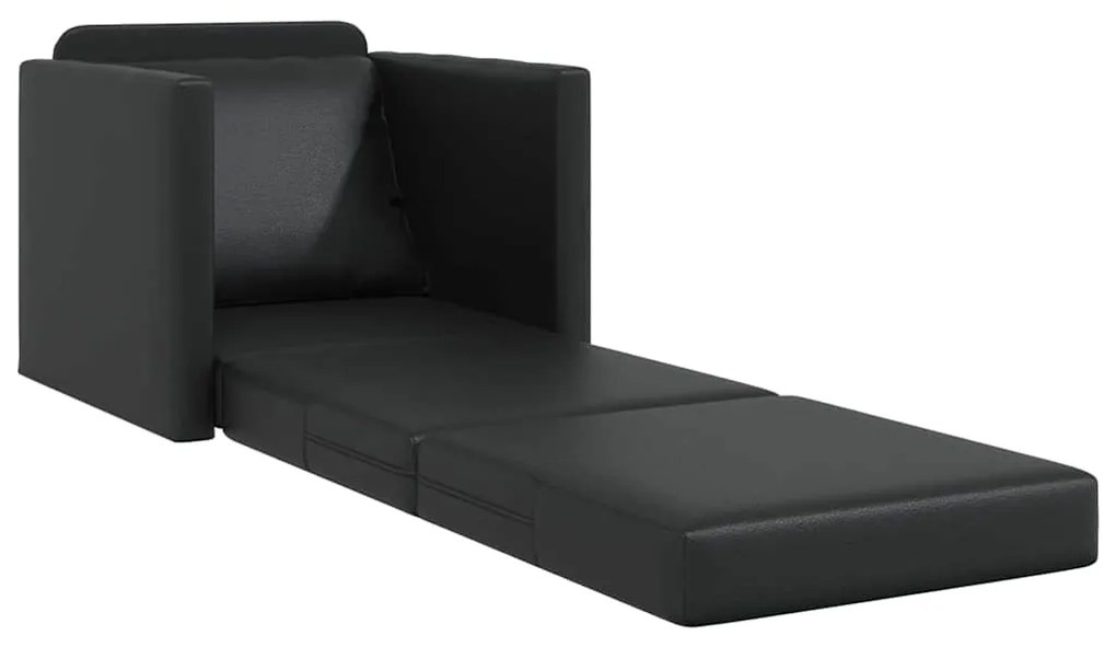 Sofá-Cama de Piso 2-em-1 Preto 74x77x81 cm Couro Sintético