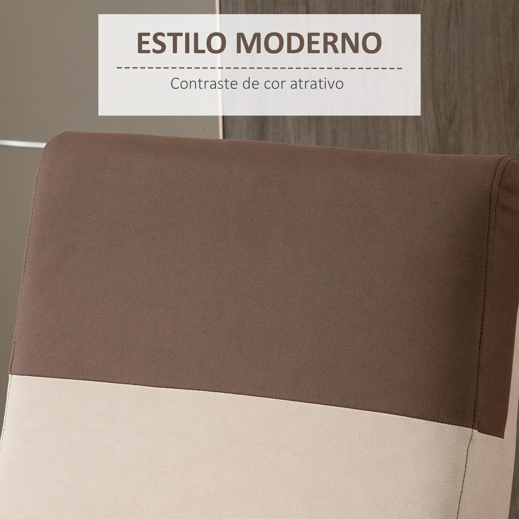 HOMCOM Poltrona Relax Reclinável até 145° Estofada em Poliéster com Apoio para os Pés Retrátil Carga Máxima 120kg para Sala de Estar Escritório Dormitório 75x89x105cm Marrom e Bege
