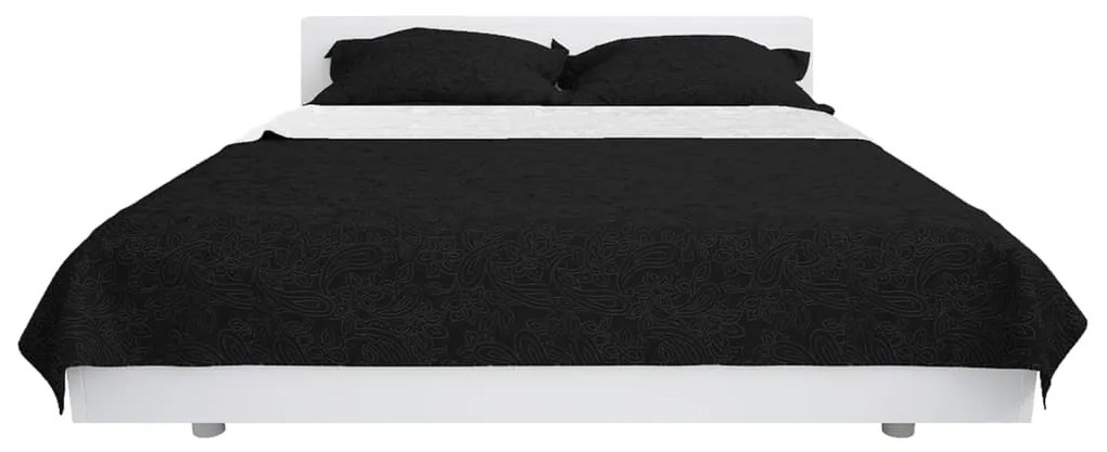 Colcha de dupla face acolchoada 170x210 cm preto e branco