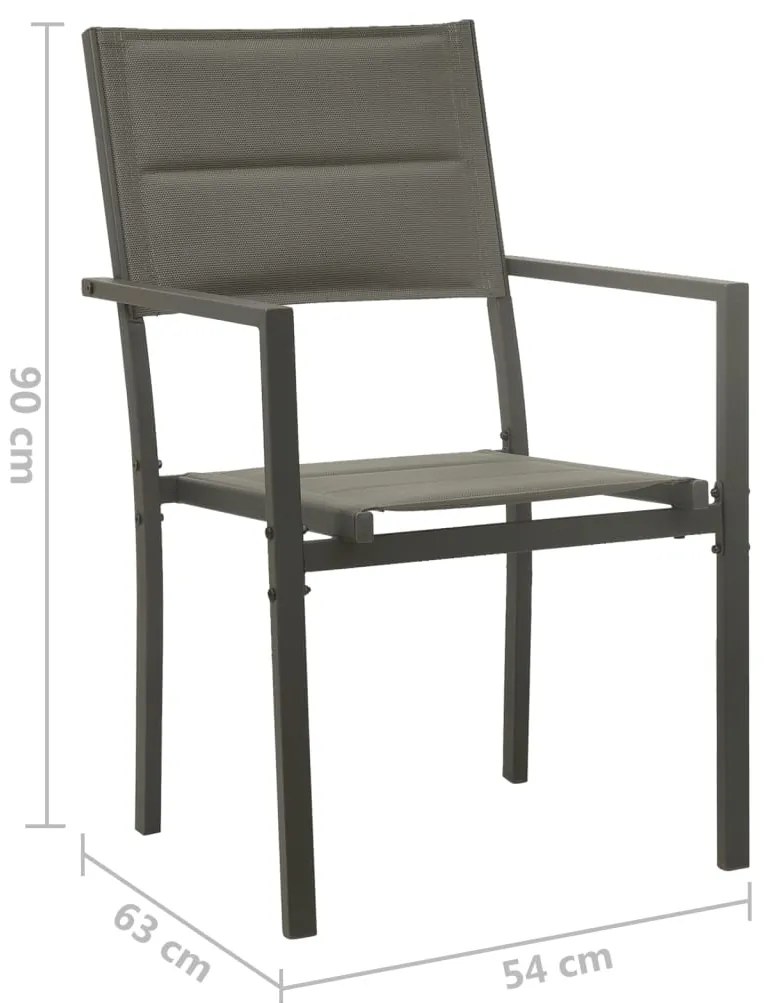 Cadeiras de jardim 2 pcs textilene e aço cinzento/antracite