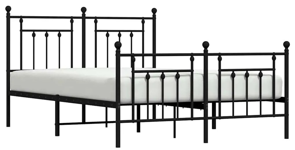 Estrutura de cama com cabeceira e pés 150x200 cm metal preto