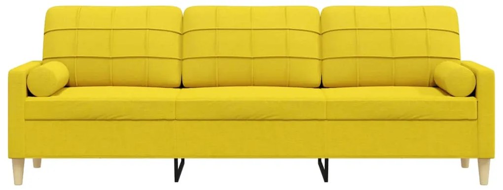 Sofá 3 lug. c/ almofadas decorativas 210cm tecido amarelo-claro