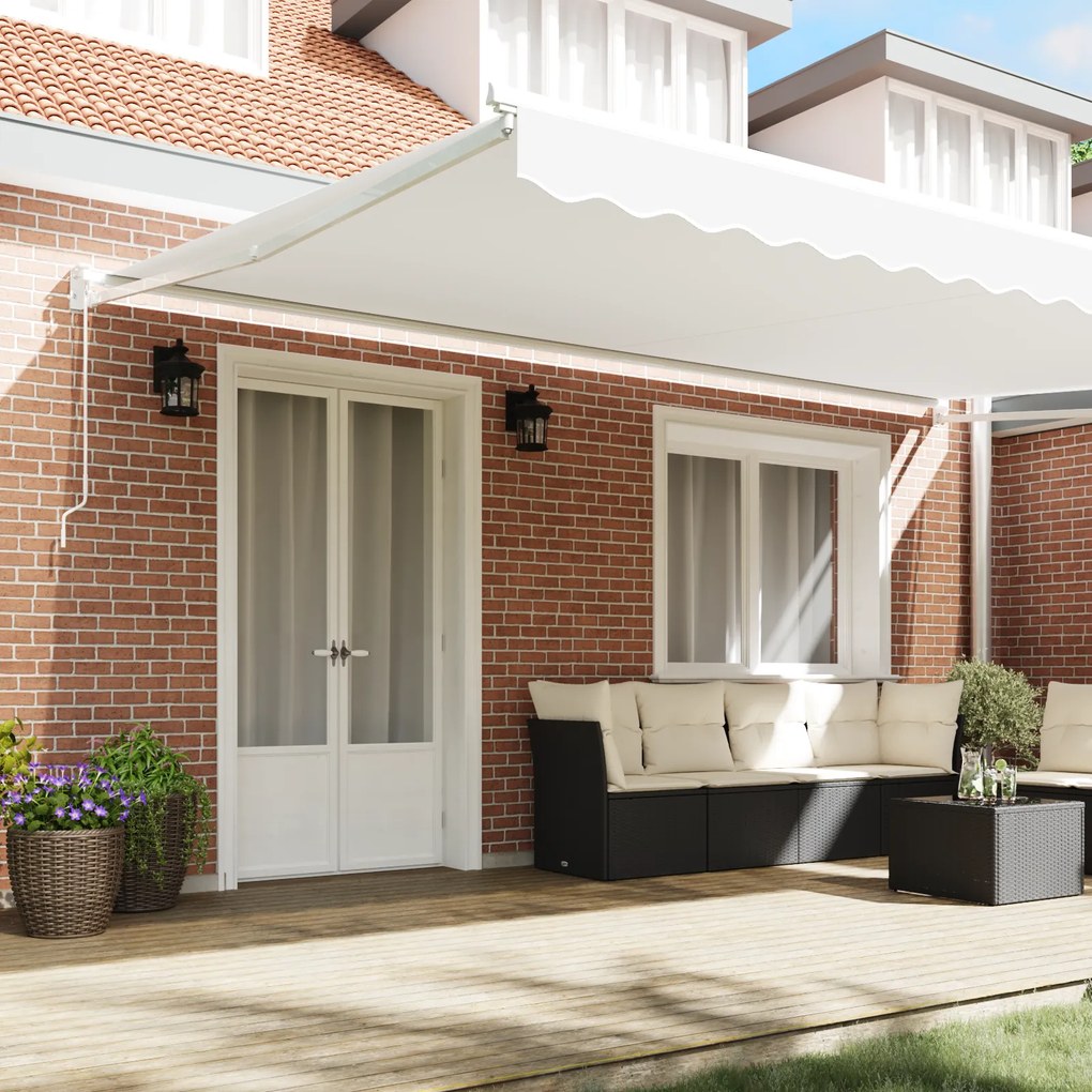 Toldo Retrátil Manual vidaXL Branco 500x300 cm, Tecido de Substituição