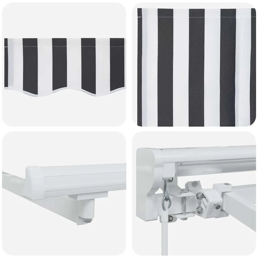 Toldo Retrátil Manual Antracite e Branco 350x200 cm