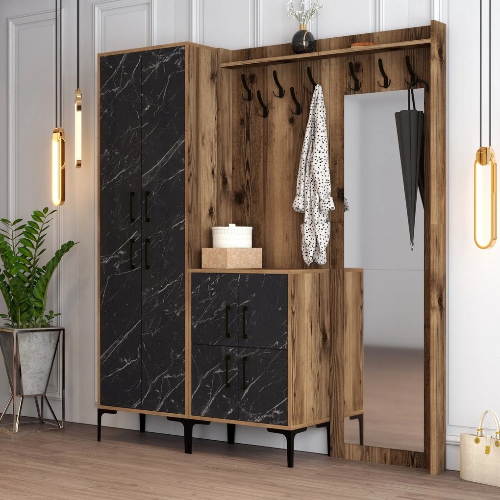 Cabideiro Berlin ABC – Noz Preto – 180x200x35 cm