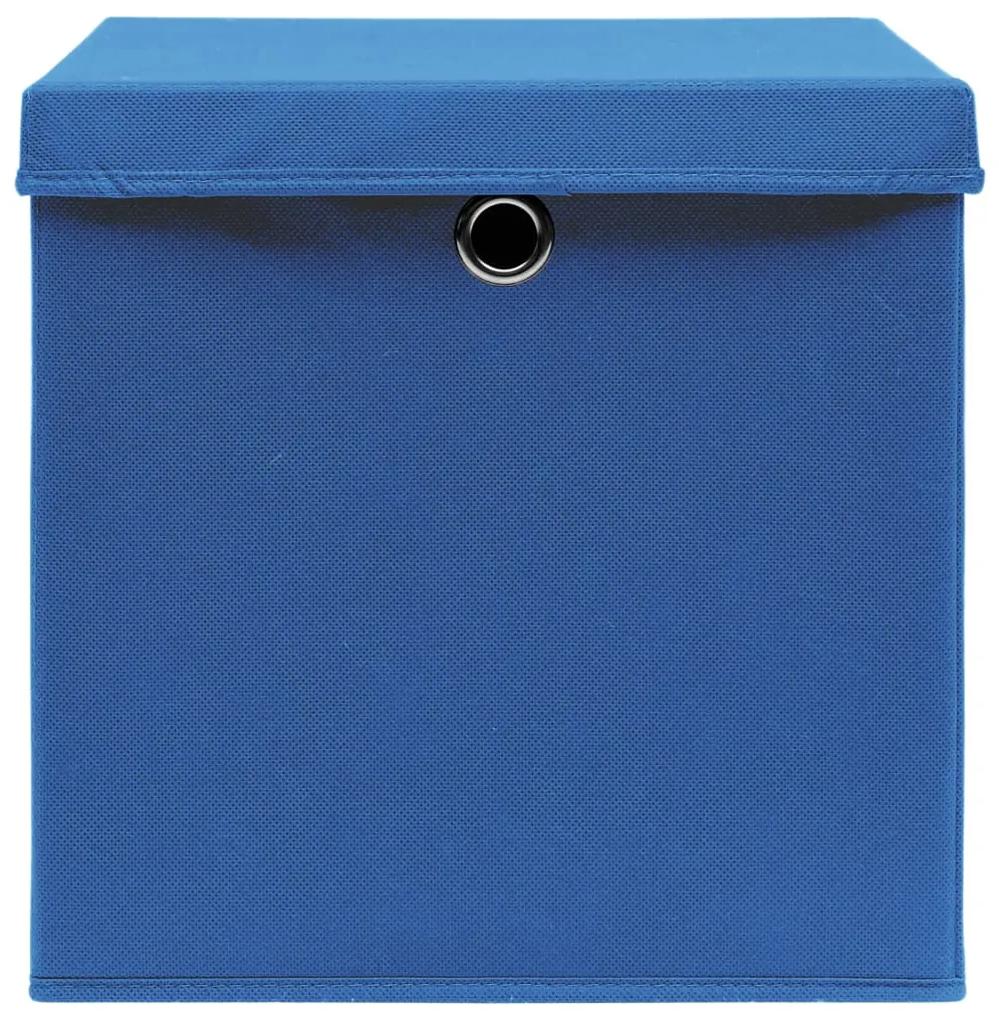 Caixas de arrumação com tampas 10 pcs 32x32x32 cm tecido azul