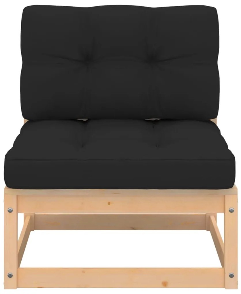 5 pcs conjunto lounge de jardim c/ almofadões pinho maciço