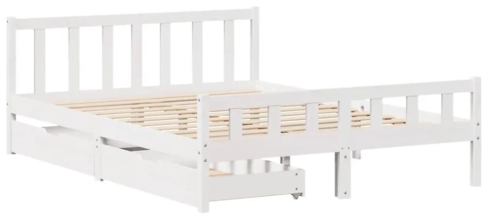 Cama sem colchão 150x200 cm madeira de pinho maciça branco