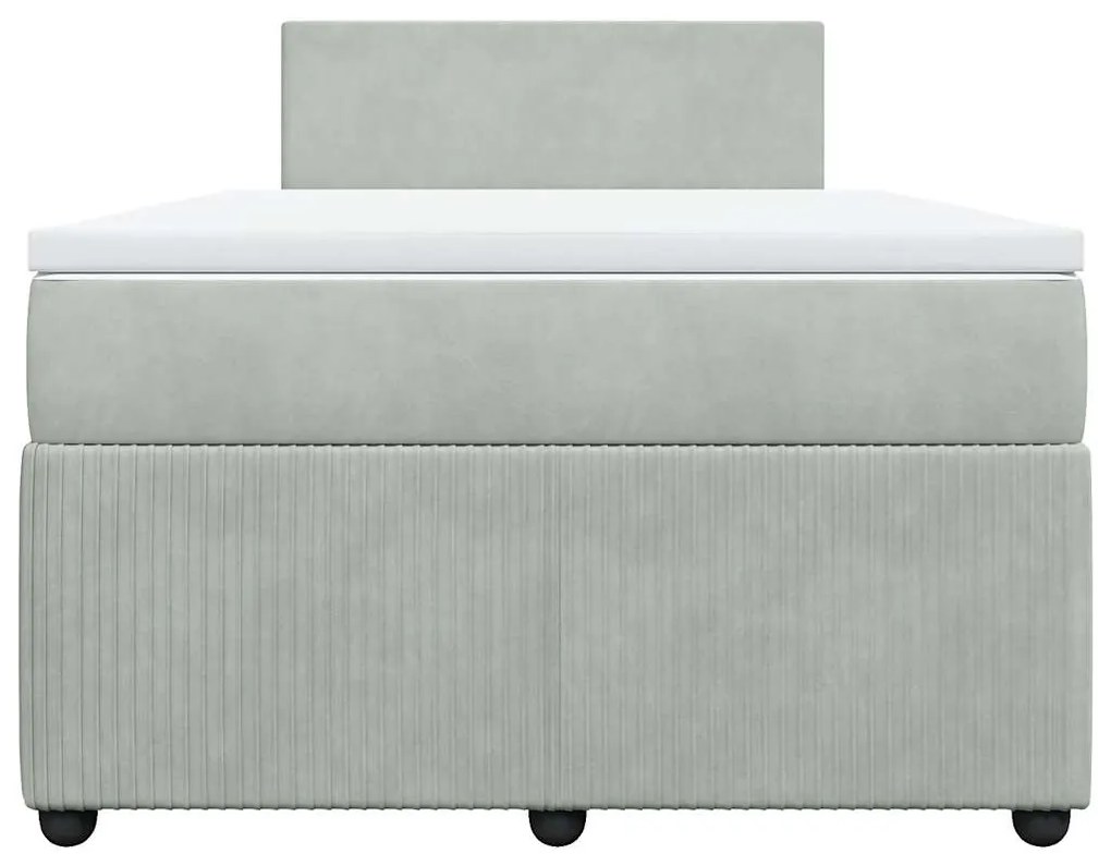 Cama boxspring com colchão 120x190 cm veludo cinzento-claro
