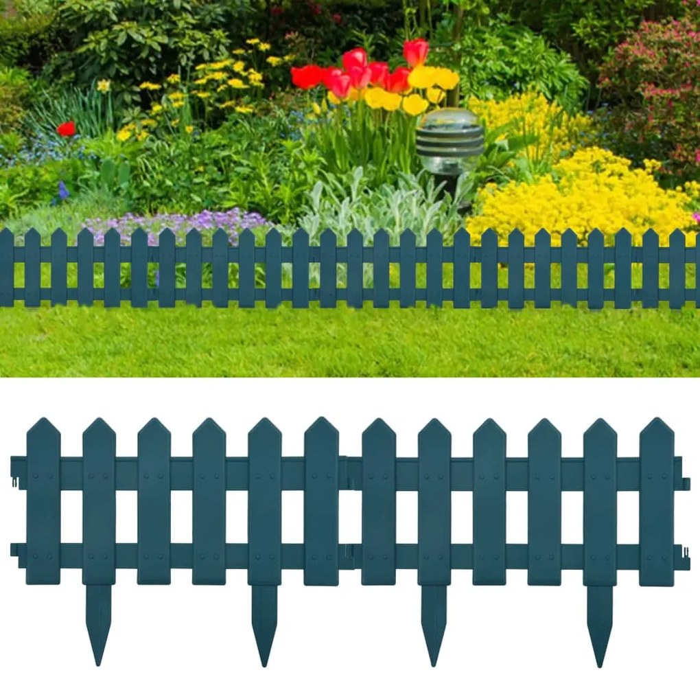 48617 vidaXL Bordas de relvado 25 pcs 10 m PP verde