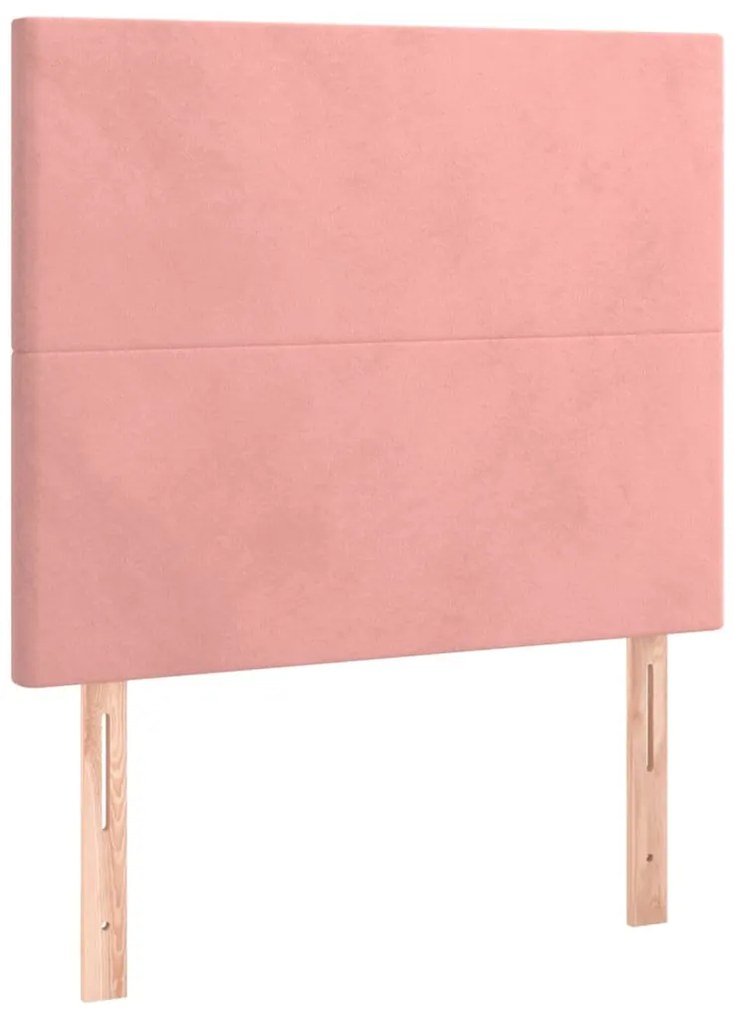Cama box spring c/ colchão/LED 90x200 cm veludo rosa
