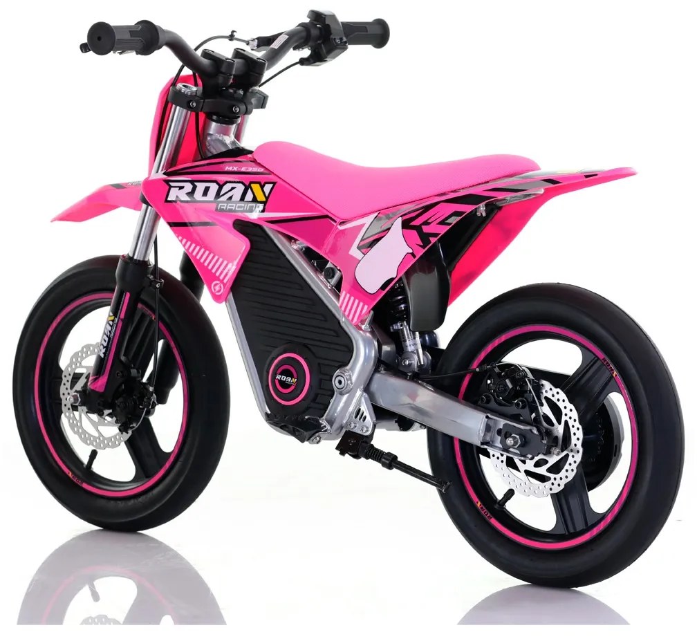 Mini moto elétrica para crianças Minicross 350W Roan MX E350 14/14" Supermotard Rosa