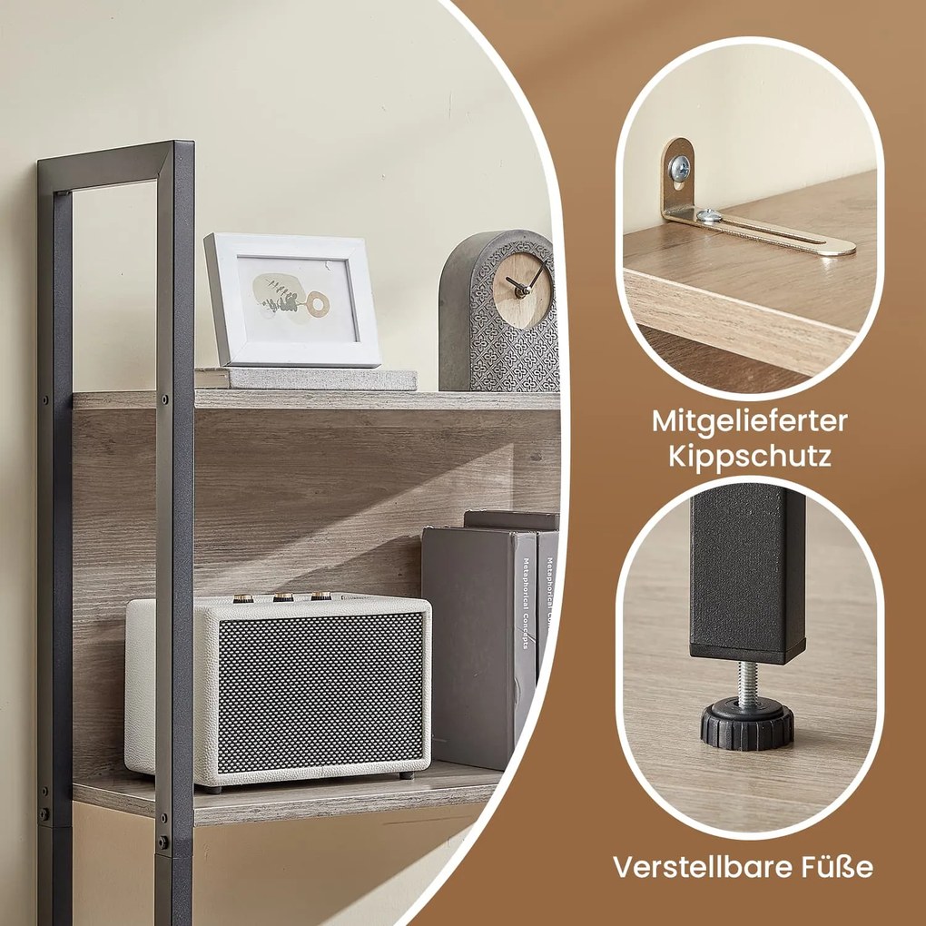 Estante com 5 prateleiras abertas 62 x 24 x 165 cm greige-preto