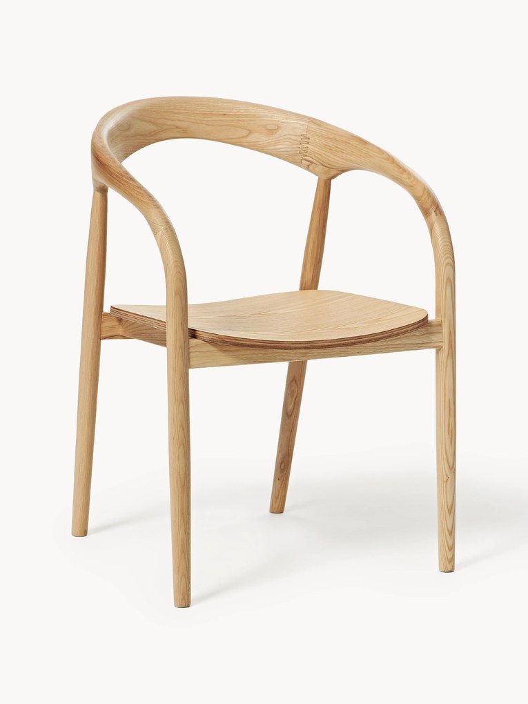 Cadeira de jantar em madeira de freixo com braços Camille