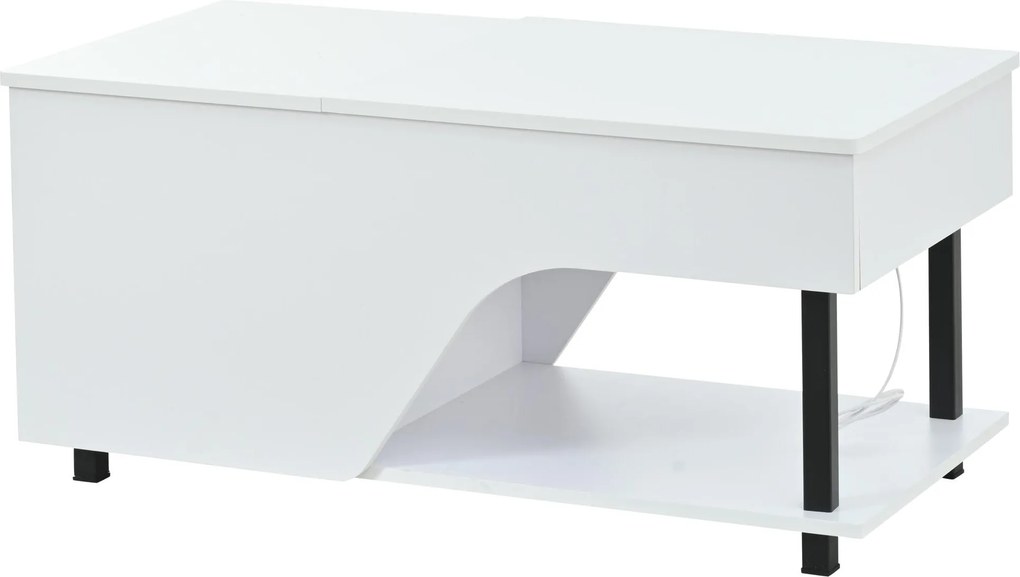 Mesa de centro regulável em altura com arrumação oculta, Branco | AOSOM Portugal