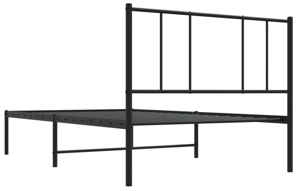 Estrutura de cama com cabeceira 100x200 cm metal preto