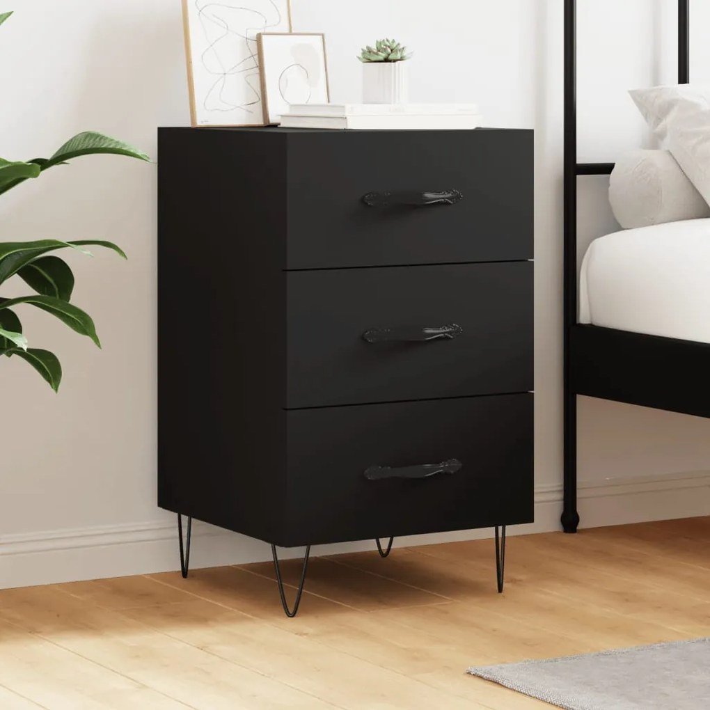 vidaXL Mesa de cabeceira 40x40x66 cm derivados de madeira preto