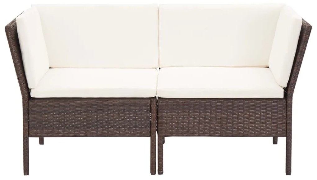 Conjunto lounge jardim c/ almofadões 6 pcs vime PE castanho