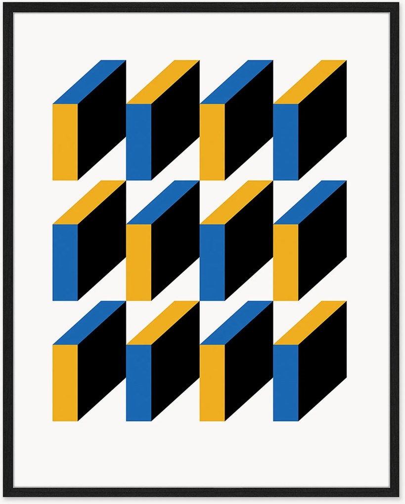 Impressão digital emoldurada Bauhaus Abstract Squares