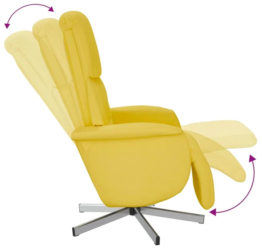 Cadeira reclinável com apoio de pés tecido amarelo-claro