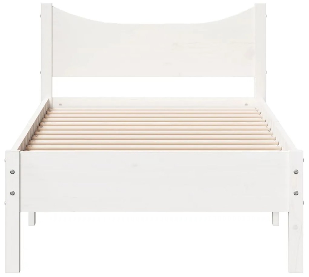 Cama sem colchão 75x190 cm madeira de pinho maciça branco